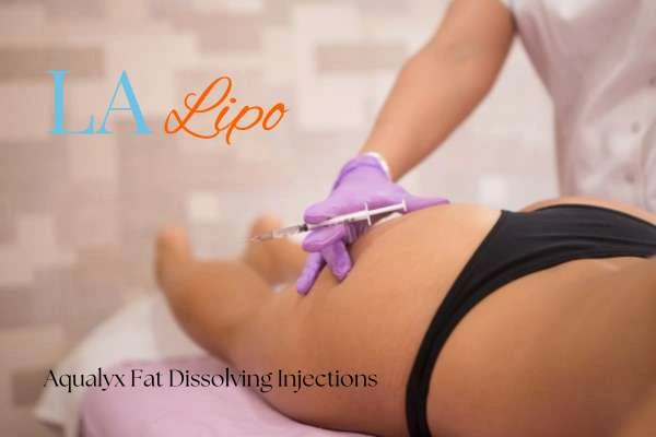 Woman having fat dissolving injections Ayr on thighs