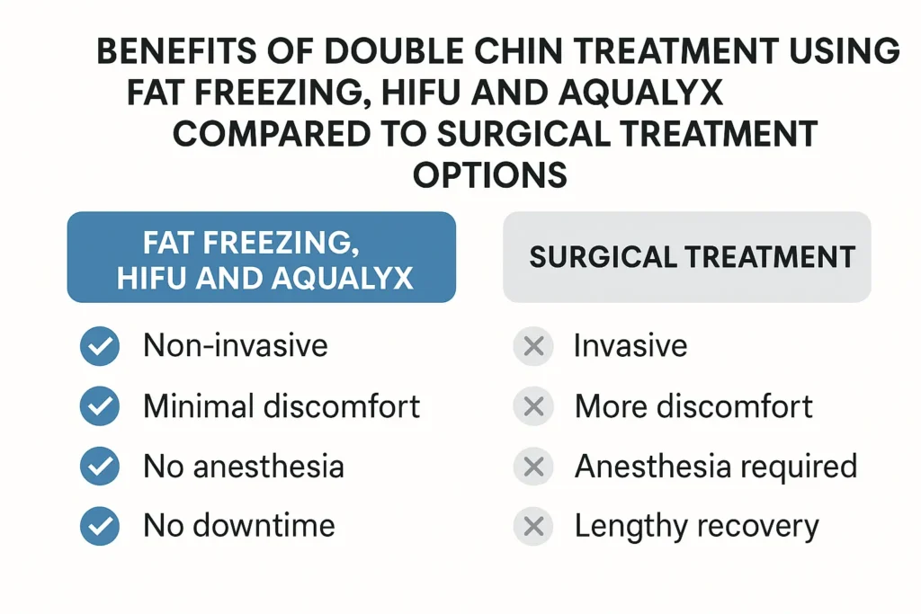 Graphic about the benefits of double chin treatment Ayr - from LA LIPO
