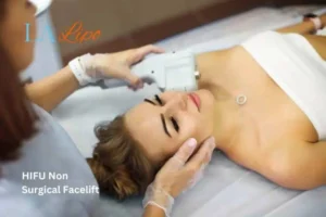 Woman having Hi-Fu to reduce wrinkles Ayr.