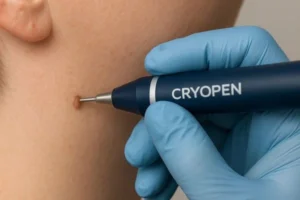 Person receiving skin tag removal Ayr